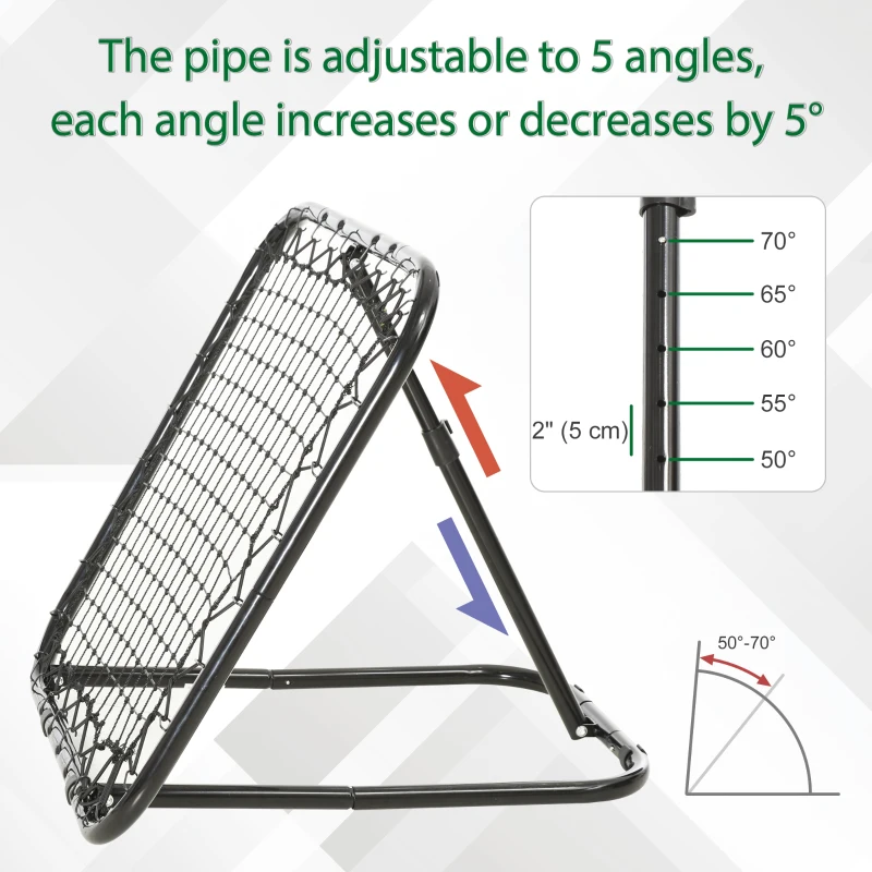 Soozier Soccer Rebounder Net, 3' x 3', Angle Adjustable Baseball Rebounder Net Training Equipment Aid with Quick Folding Design for Teens & Adults, Kickback Target Goal Play