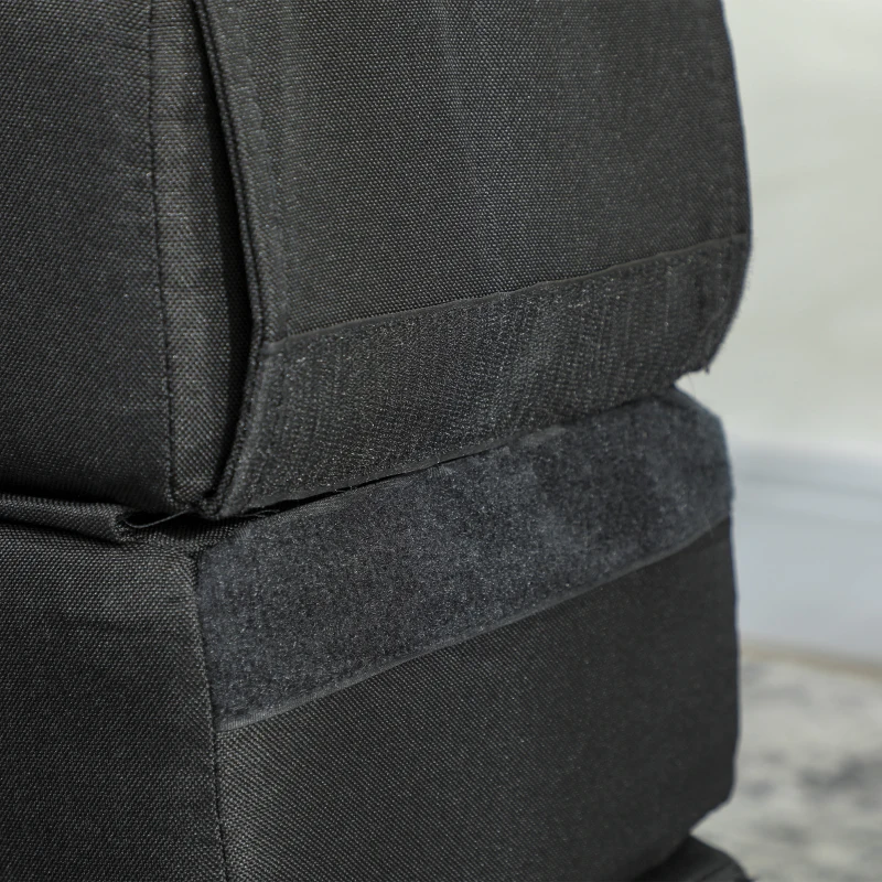 HOMCOM Folding Chair Bed with Pillow, Modern Linen Sleeper Sofa Bed for Living Room, Dorm, Guest Use, Black