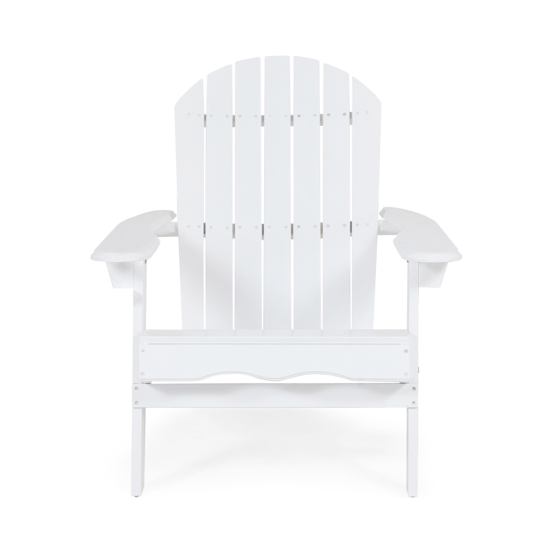 Rustic Acacia Wood Adirondack Chair with Nature-Inspired Textures, Foldable Patio Seating with Traditional Slats, 30" L x 36" W x 34" H, White
