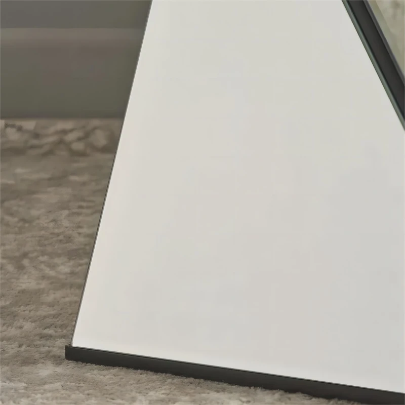 Geometric Mirrored Side Table with Modern Chic Design,Ideal for Living Room, Bedroom, Office, 14" L x 14" W x 25.5" H, Clear+Silver