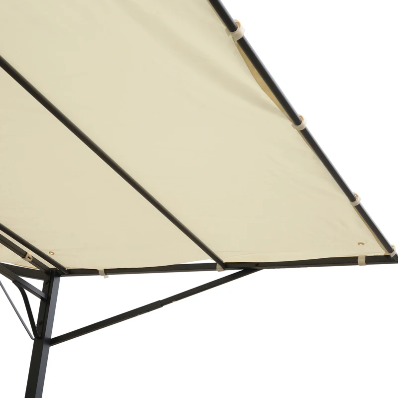 Outsunny 10x8ft Patio Metal Gazebo with Extendable Side Awning Outdoor Shelter Garden Sun Shade Canopy Deck Door Window Awning Cream White
