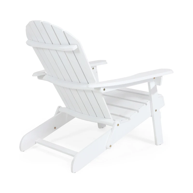 Rustic Acacia Wood Adirondack Chair with Nature-Inspired Textures, Foldable Patio Seating with Traditional Slats, 30" L x 36" W x 34" H, White