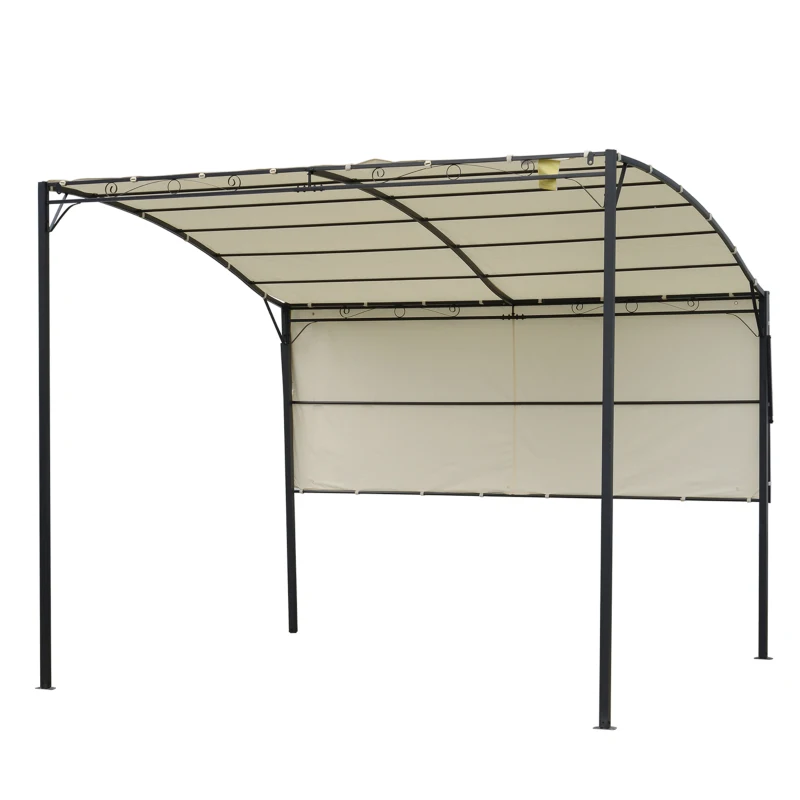 Outsunny 10x8ft Patio Metal Gazebo with Extendable Side Awning Outdoor Shelter Garden Sun Shade Canopy Deck Door Window Awning Cream White