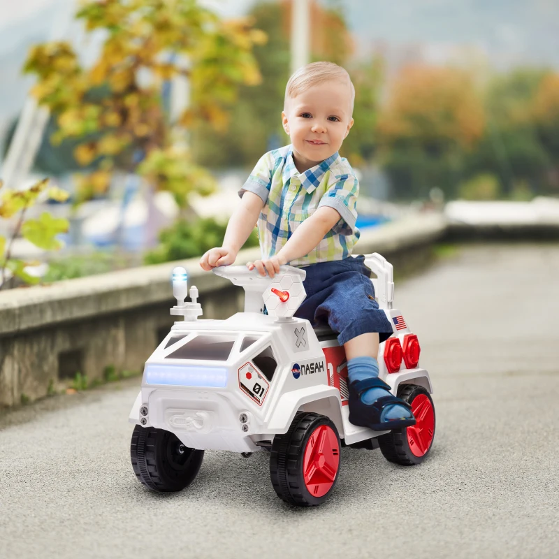 Qaba 6V Mars Rover Electric Car for Kids with Sci-Fi Sounds, Lights, MP3, for Ages 3-5, White