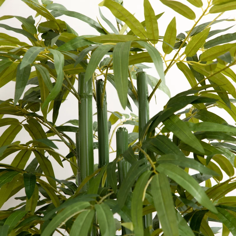 HOMCOM Set of 2 6 FT Artificial Tree Bamboo Tree Fake Plants in Pot for Home Office Living Room Decor, Green
