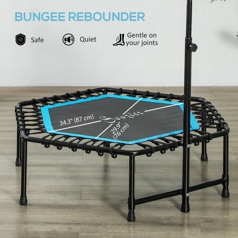 Soozier 45" Rebounder Trampoline for Adult, Quiet Bungee Rebounder with Adjustable Handle, Blue