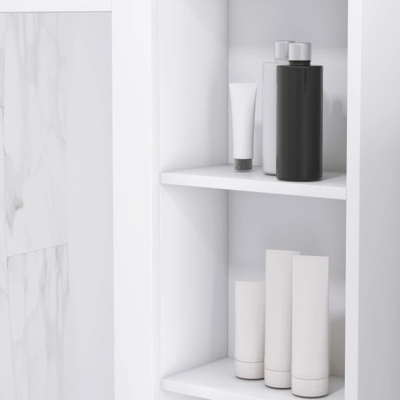 kleankin MDF Medicine Cabinet with Mirror, Bathroom Storage Cabinet with 3-tier Shelves, Wall Mounted, White