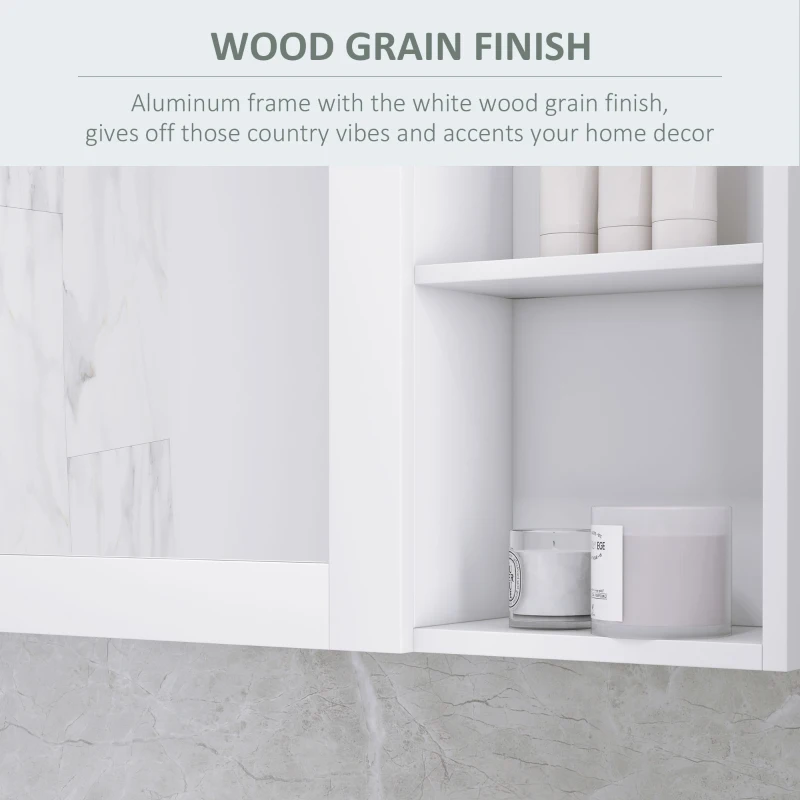 kleankin MDF Medicine Cabinet with Mirror, Bathroom Storage Cabinet with 3-tier Shelves, Wall Mounted, White
