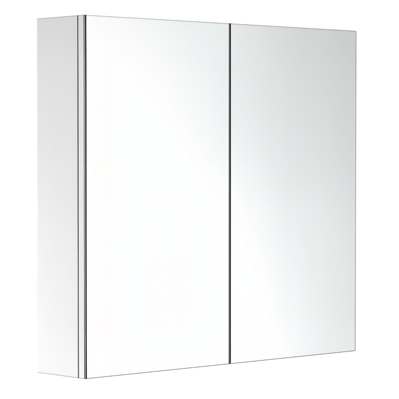 HOMCOM Wall Mounted Mirror Cabinet, Bathroom Medicine Cabinet with Mirror, 2 Doors and 3-tier Shelving, Silver