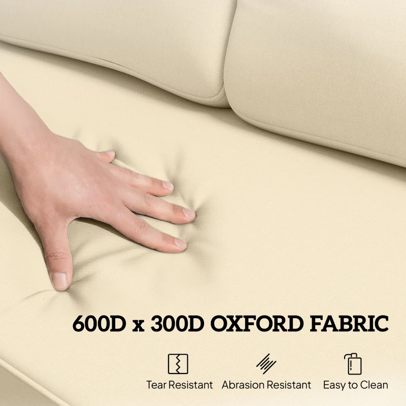 Outsunny Outdoor Glider Bench, 2-Person Patio Rocker Loveseat with Tufted Cushions, Steel Frame for Porch, Garden Backyard, Beige