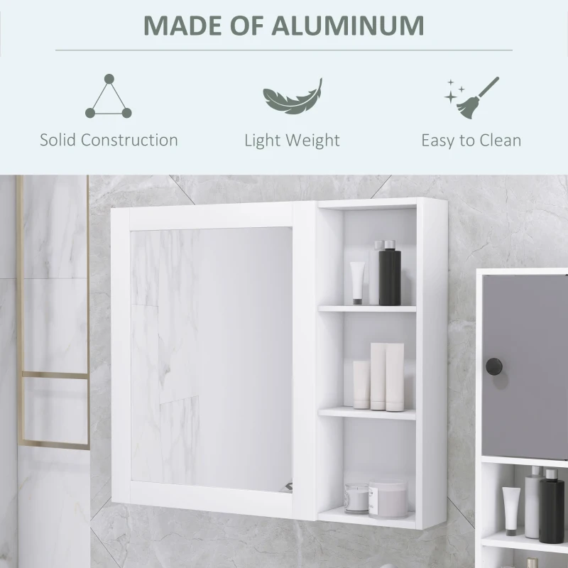 kleankin MDF Medicine Cabinet with Mirror, Bathroom Storage Cabinet with 3-tier Shelves, Wall Mounted, White