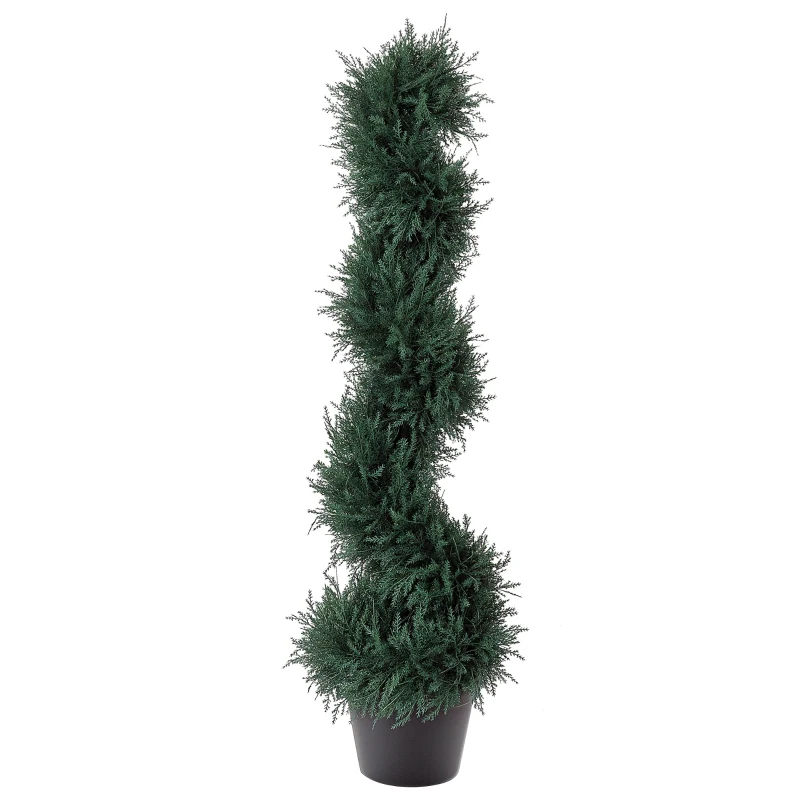 Outsunny 35.5" Topiary Trees Artificial Faux Fakes Spiral Plant Green Cedar Tree Indoor Decor with Nursery Pot
