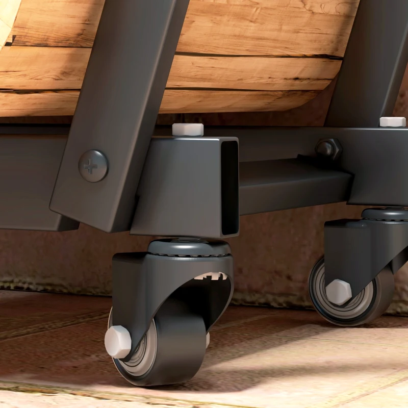 Outsunny 31 Inch Firewood Rack Outdoor, Heavy Duty Log Rack with Swivel Casters, Indoor Fire Wood Holders for Fireplace, Black