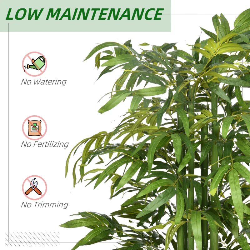 HOMCOM Set of 2 6 FT Artificial Tree Bamboo Tree Fake Plants in Pot for Home Office Living Room Decor, Green