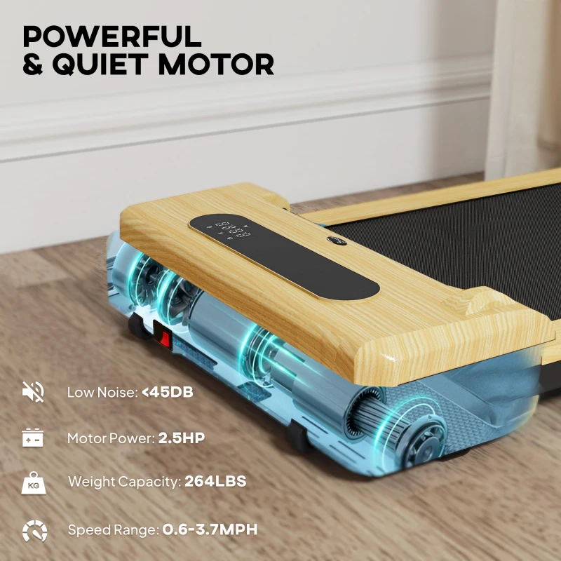 Soozier 2.5HP Walking Pad, Under Desk Treadmill with Remote Control, Transport Wheels and LED Display for Home Gym Office