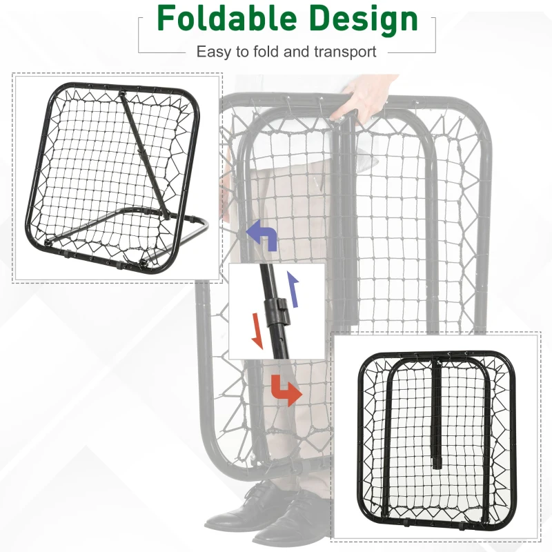 Soozier Soccer Rebounder Net, 3' x 3', Angle Adjustable Baseball Rebounder Net Training Equipment Aid with Quick Folding Design for Teens & Adults, Kickback Target Goal Play