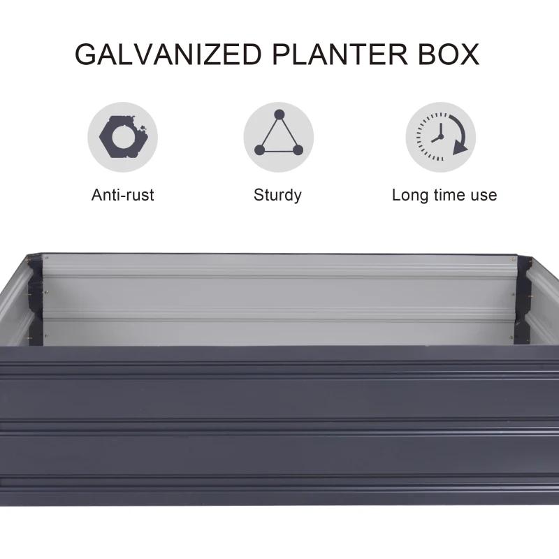 Outsunny 47.3"x47.3" Raised Garden Bed Galvanized Planter Garden Box Kit Set Raised Fence Garden Bed Planter 4-Panel Galvanized Steel Grey