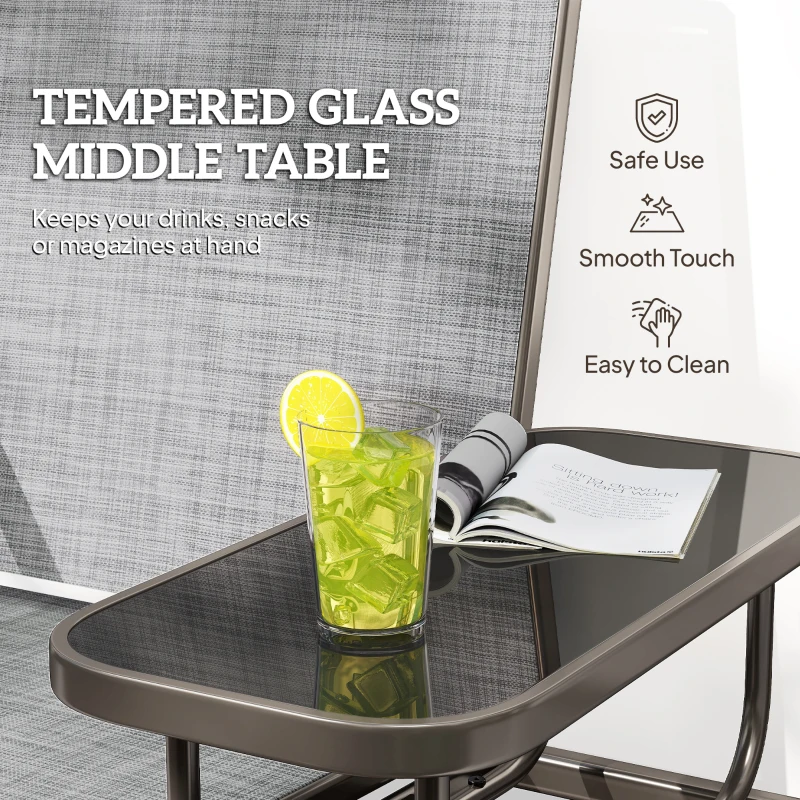 Outsunny Patio Glider Rocking Chair 2 Person Outdoor Loveseat Rocker Garden Furniture Bench, Grey