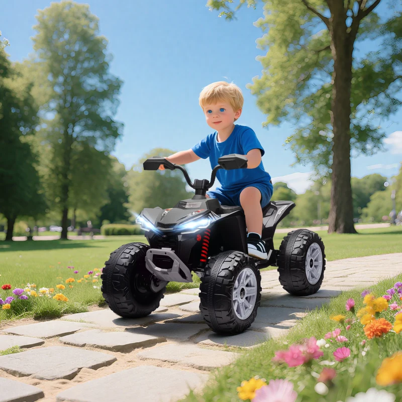 Qaba 2-Seater All-Terrain 4 Wheeler, 24V Kids ATV Ride-On, Electric Quad Car with Dual Motor, for Boys and Girls, Black