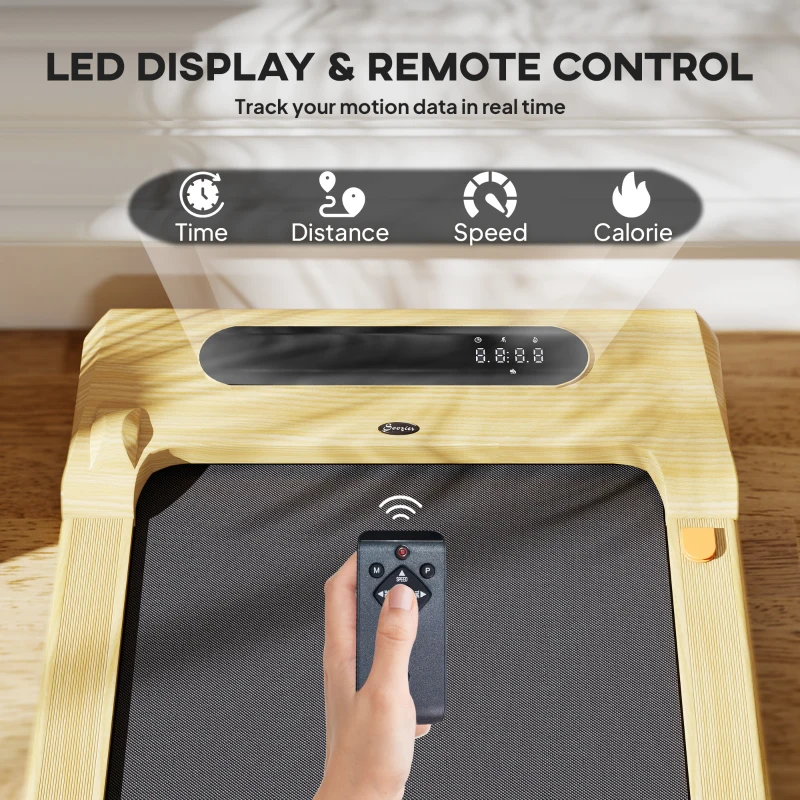 Soozier 2.5HP Walking Pad, Under Desk Treadmill with Remote Control, Transport Wheels and LED Display for Home Gym Office