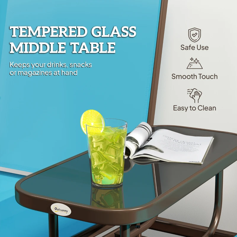 Outsunny 2 Seater Glider for Outside Outdoor Glider Seat with Breathable Mesh Fabric Armrests for Backyard Garden Porch Blue