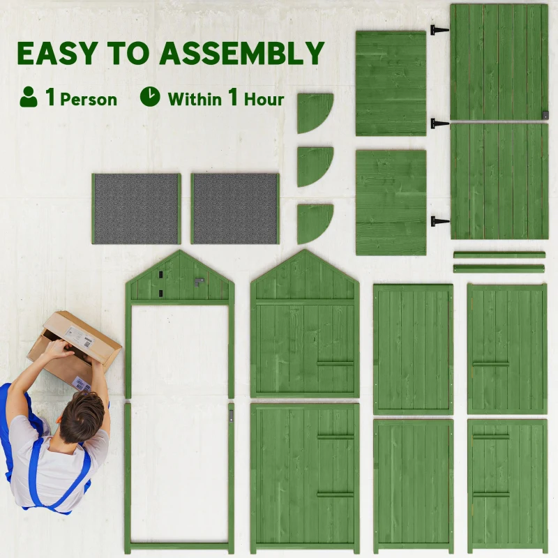 Outsunny 30" x 21" x 71" Garden Storage Shed, Outdoor Tool Utility Storage House  with 3 Tier Shelves and Roof, Green