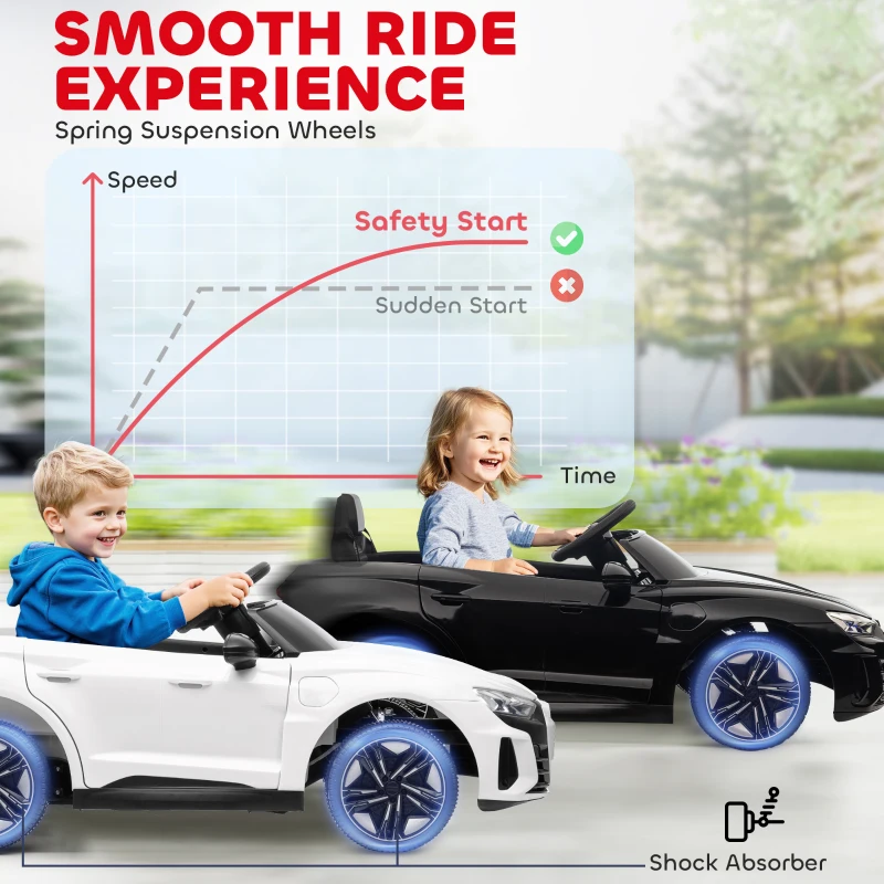 Aosom Ride-On Toy On Car with Remote Control, 12V 3.1 MPH Electric Ride for Kids w/ Suspension System, Horn Honking, Black