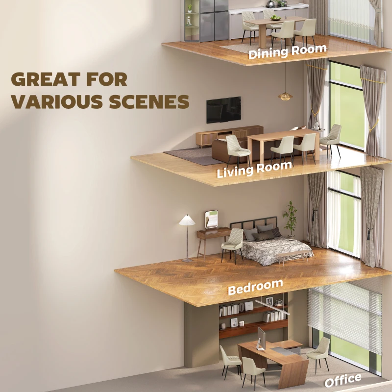 HOMCOM Upholstered Kitchen Chairs, Modern Dining Chairs Set of 4 with Diamond Tufting and Steel Legs for Dining Room, Khaki