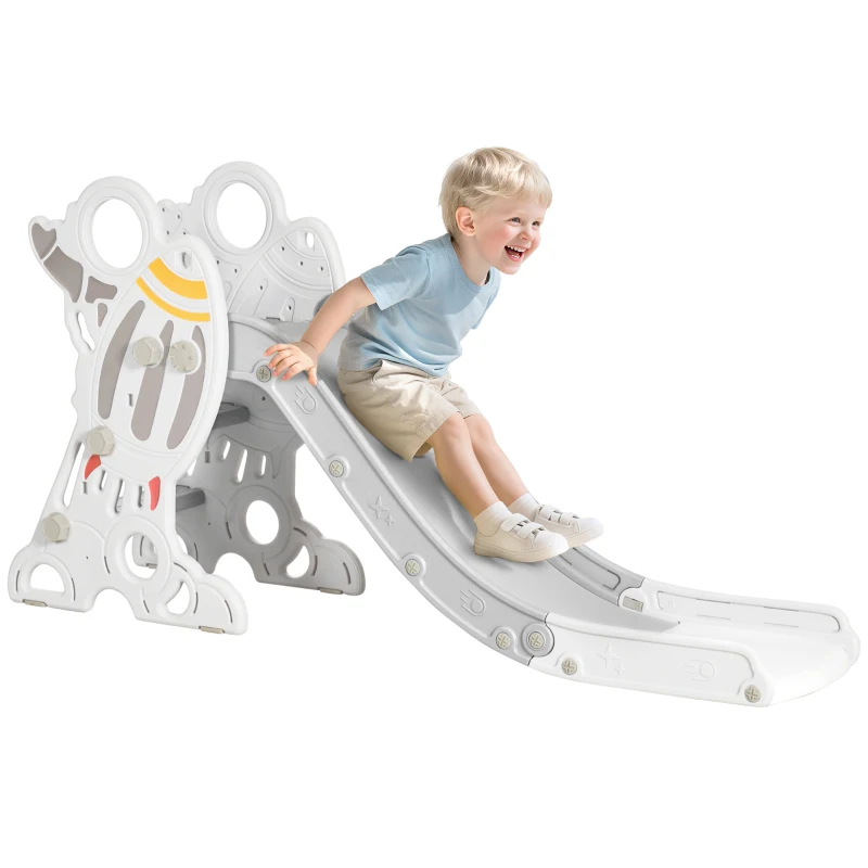 Qaba Toddler Slide Indoor for Kids 1.5-3 Years Old, Space Theme Climber Slide Playset, Grey