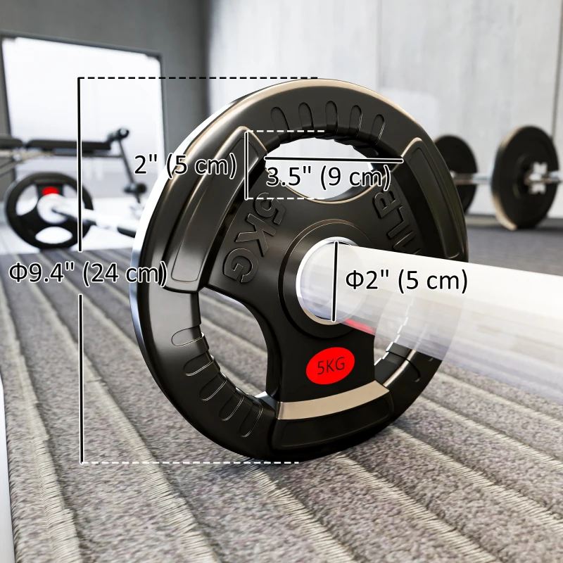 Soozier Weight Plates Set, 2-Inch Barbell Weights Set w/Tri-Grips for Home Gym Weightlifting and Strength Training, 2 x 11lbs