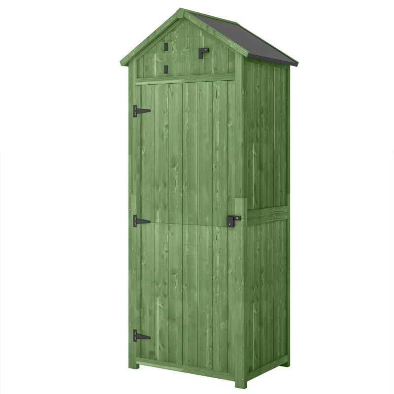 Outsunny 30" x 21" x 71" Garden Storage Shed, Outdoor Tool Utility Storage House  with 3 Tier Shelves and Roof, Green