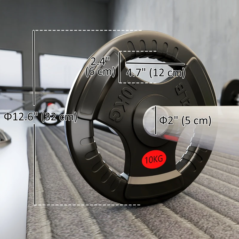 Soozier Weight Plates Set, 2-Inch Barbell Weights Set w/Tri-Grips for Home Gym Weightlifting and Strength Training, 2 x 22lbs