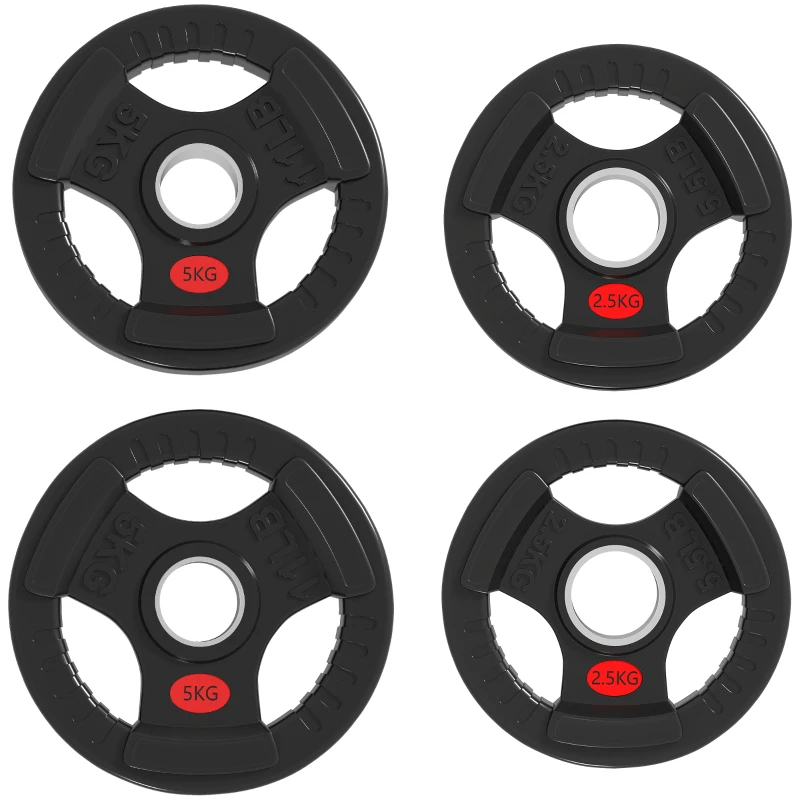 Soozier Weight Plates Set, 2-Inch Barbell Weights Set w/Tri-Grips for Weightlifting and Strength Training, 2 x 6lbs, 2 x 11lbs