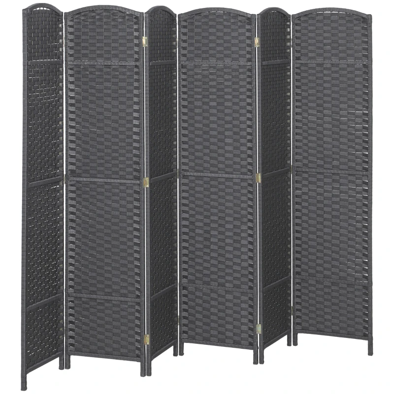 HOMCOM Folding Room Divider Screen 6 Panel 5.6' Tall Privacy Screen Freestanding Room Partition for Home Office, Charcoal Gray