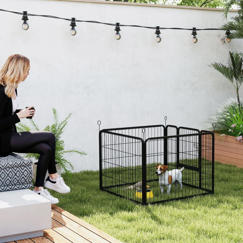 PawHut Metal Pet Playpen with Gate Indoor Outdoor for Small Animal