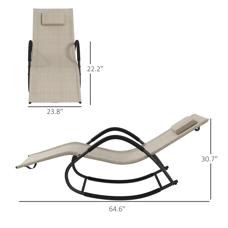 Outsunny UV Water Resistant Rocking Chair for Sunbathing, Lawn, Garden or Pool, Light Brown