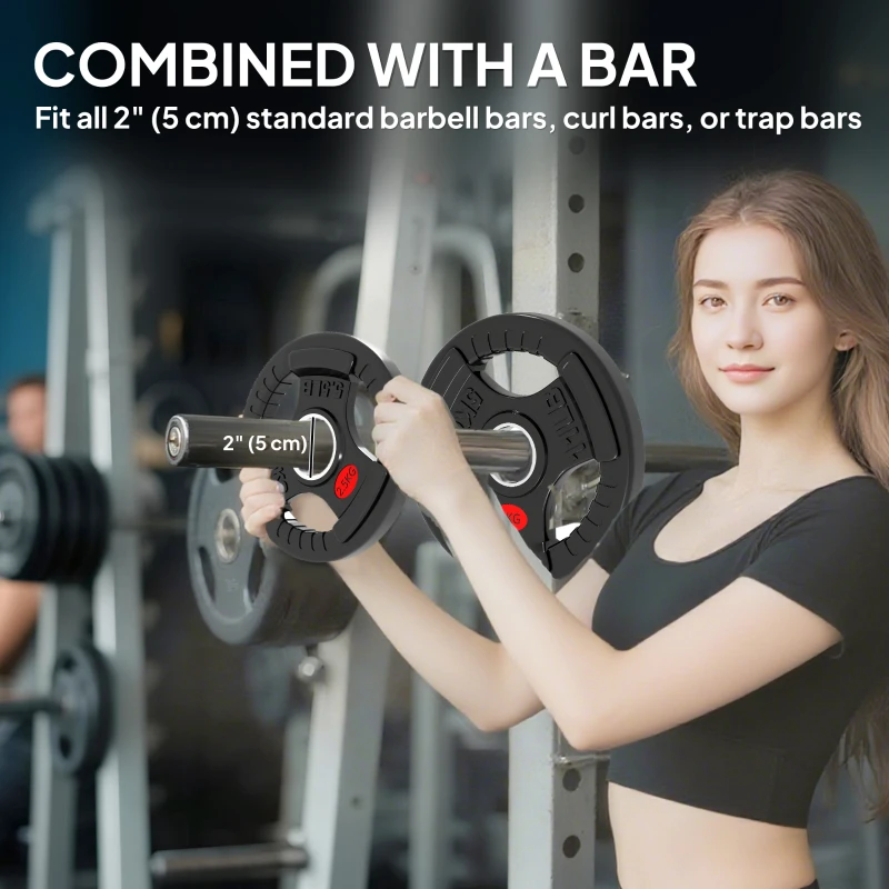 Soozier Weight Plates Set, 2-Inch Barbell Weights Set w/Tri-Grips for Weightlifting and Strength Training, 2 x 6lbs, 2 x 11lbs