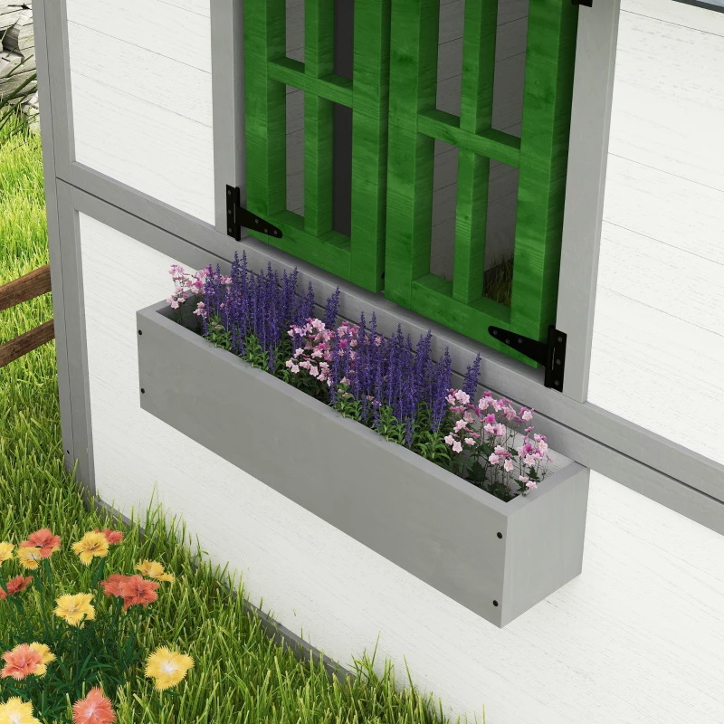 Outsunny Wooden Playhouse for Kids Outdoor with Doors, Windows, Planter Pots and Boxes for Toddlers 3-8 Years, White