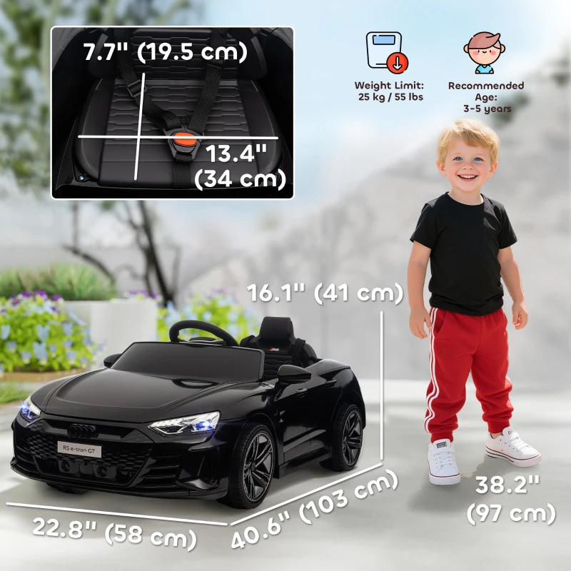 Aosom Ride-On Toy On Car with Remote Control, 12V 3.1 MPH Electric Ride for Kids w/ Suspension System, Horn Honking, Black
