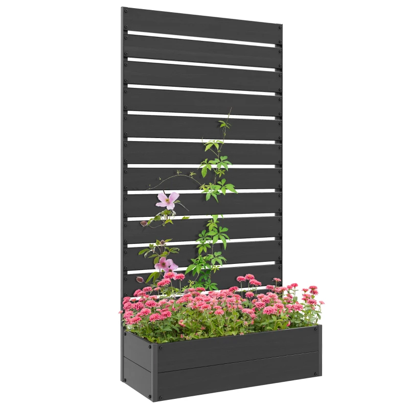 Outsunny Trellis Planter for Climbing Plants, Raised Garden Bed with Trellis, Planter Box for Outdoor Garden, Black