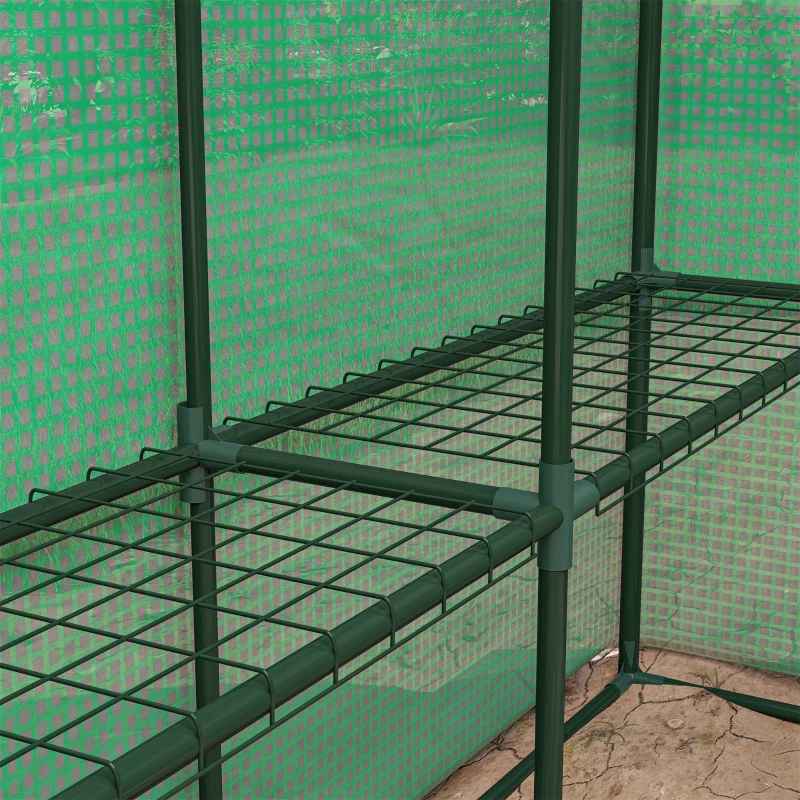 Outsunny 8' x 6' x 7' Portable Walk-In Greenhouse Hot House with 18 Shelves,  Water/UV Resistant Weather Cover, & Roll Up Door