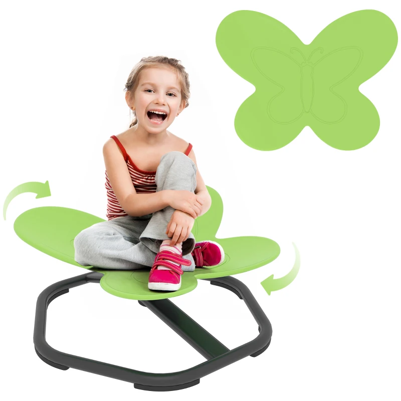 Qaba Butterfly-Shaped Kids Swivel Chair, Non-Slip Sit and Spin Sensory Chair for Training Body Coordination, Green