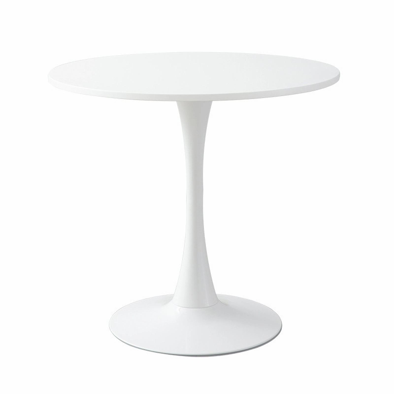 Modern Round Dining Table with MDF Top, Kitchen Dining Room Furniture with Metal Base, Easy Assembly and Cleaning, 31.5" L x 20" W x 29" H, White