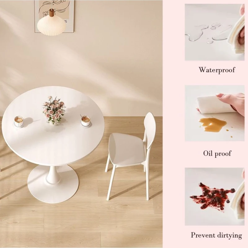 Modern Round Dining Table with MDF Top and Steel Base, Modern Aesthetic, Easy to Clean and Assemble, 23.5" L x 23.5" W x 29" H, White