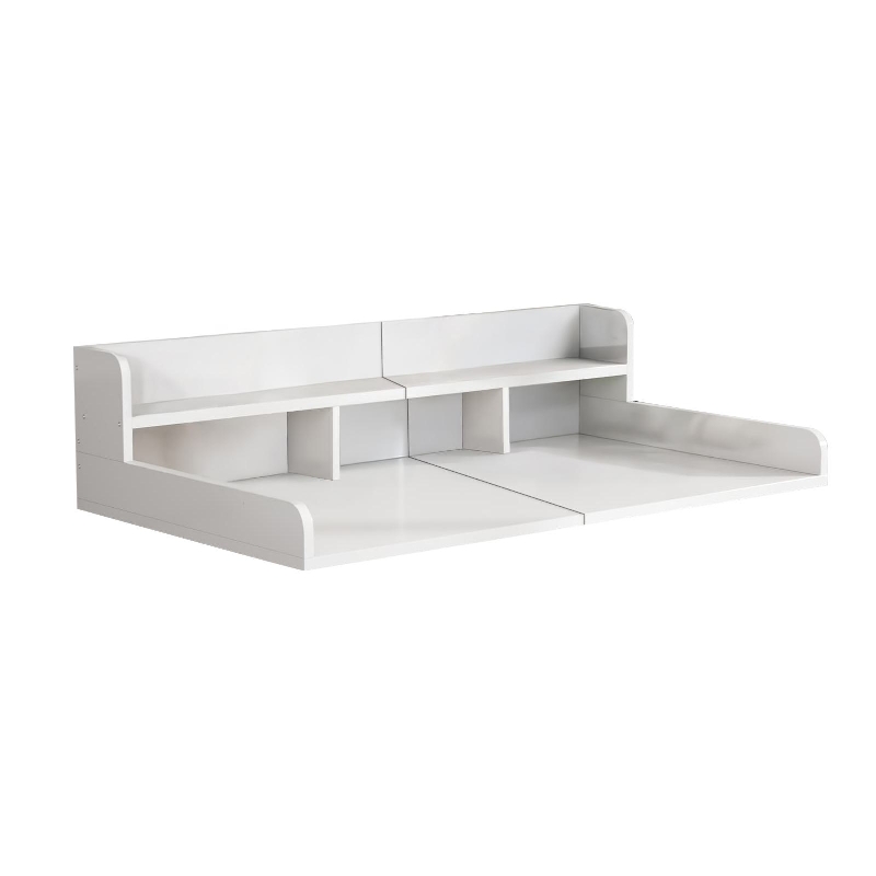 Washer Dryer Countertop with Non-slip Pads, Ample Workspace, Double Layer Wood Shelf Topper with Edge, 54″ L x 27.5″ W x 12″ H, White