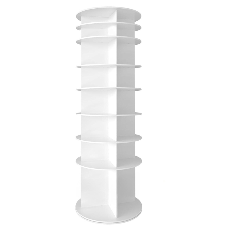 8-Tier Rotating Shoe Rack Tower, 360-Degree Spinning Shoe Display Organizer, Holds Up to 28 Pairs, 23.5" L x 23.5" W x 72" H, White