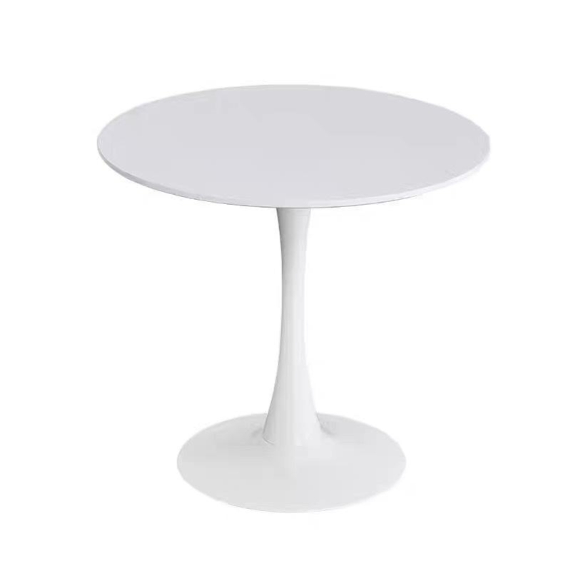 Modern Round Dining Table with MDF Top and Steel Base, Modern Aesthetic, Easy to Clean and Assemble, 23.5" L x 23.5" W x 29" H, White