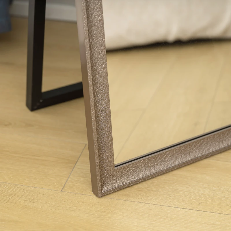 HOMCOM 64" x 21" Rectangular Full Length Mirror with Frame, Free Standing, Wall Mounted or Leaning, Gunmetal Silver