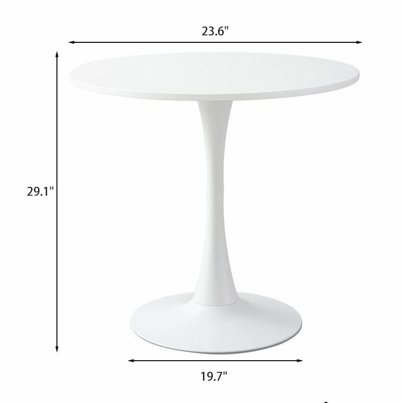Modern Round Dining Table with MDF Top and Steel Base, Modern Aesthetic, Easy to Clean and Assemble, 23.5" L x 23.5" W x 29" H, White