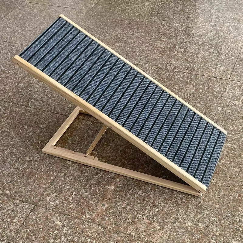 Dog Ramp with Extra Wide Non-Slip Rubber Surface, Foldable Pet Ramp for Bed, Adjustable Solid Wood Design, 39.5″ L x 16″ W x 23.5″ H, Natural